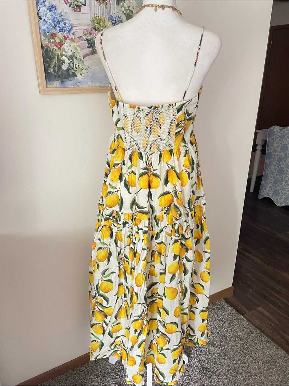 J. Crew Limoncello Lemon Print Tiered A-Line Dress Midi Sundress US 8 - Picture 9 of 9
